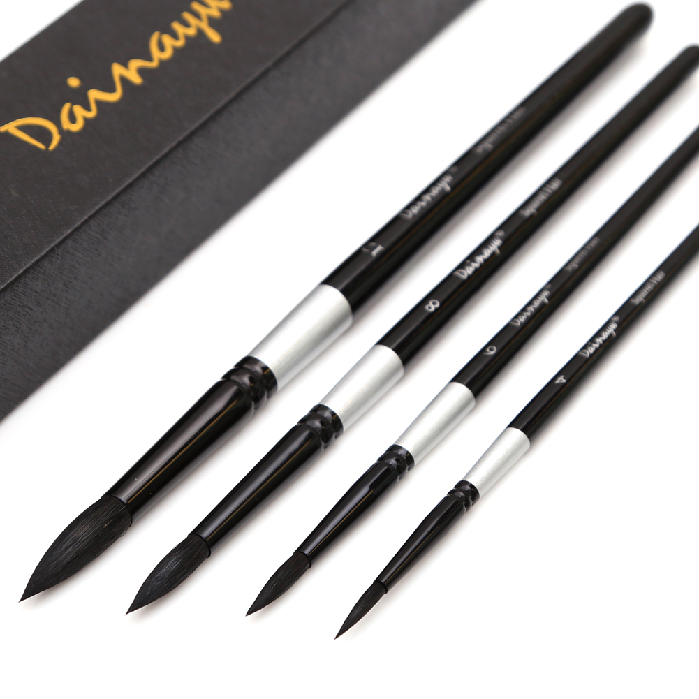 Gouache Paint Set - Dainayw 4 кисти беличий ворс и
