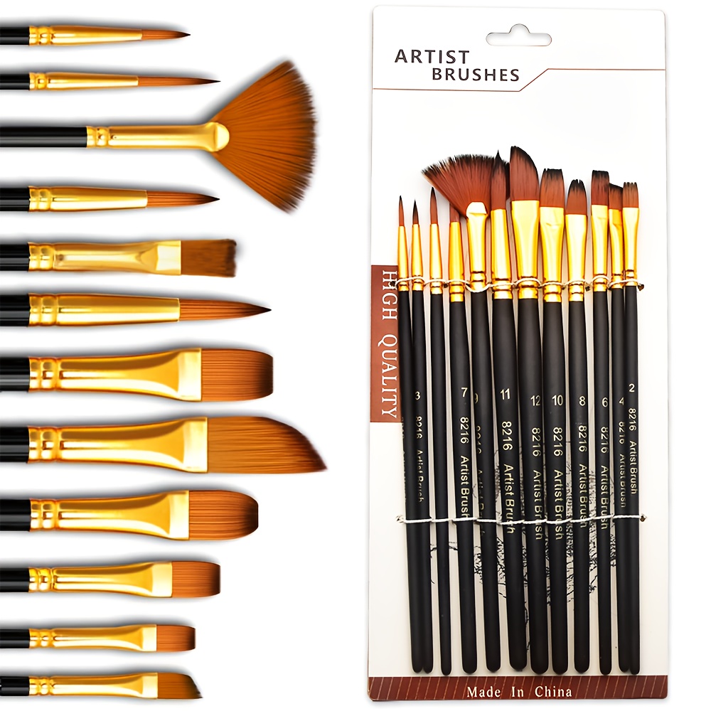 Gouache Paint Set - Набор профессиональных кистей для рисования, 12