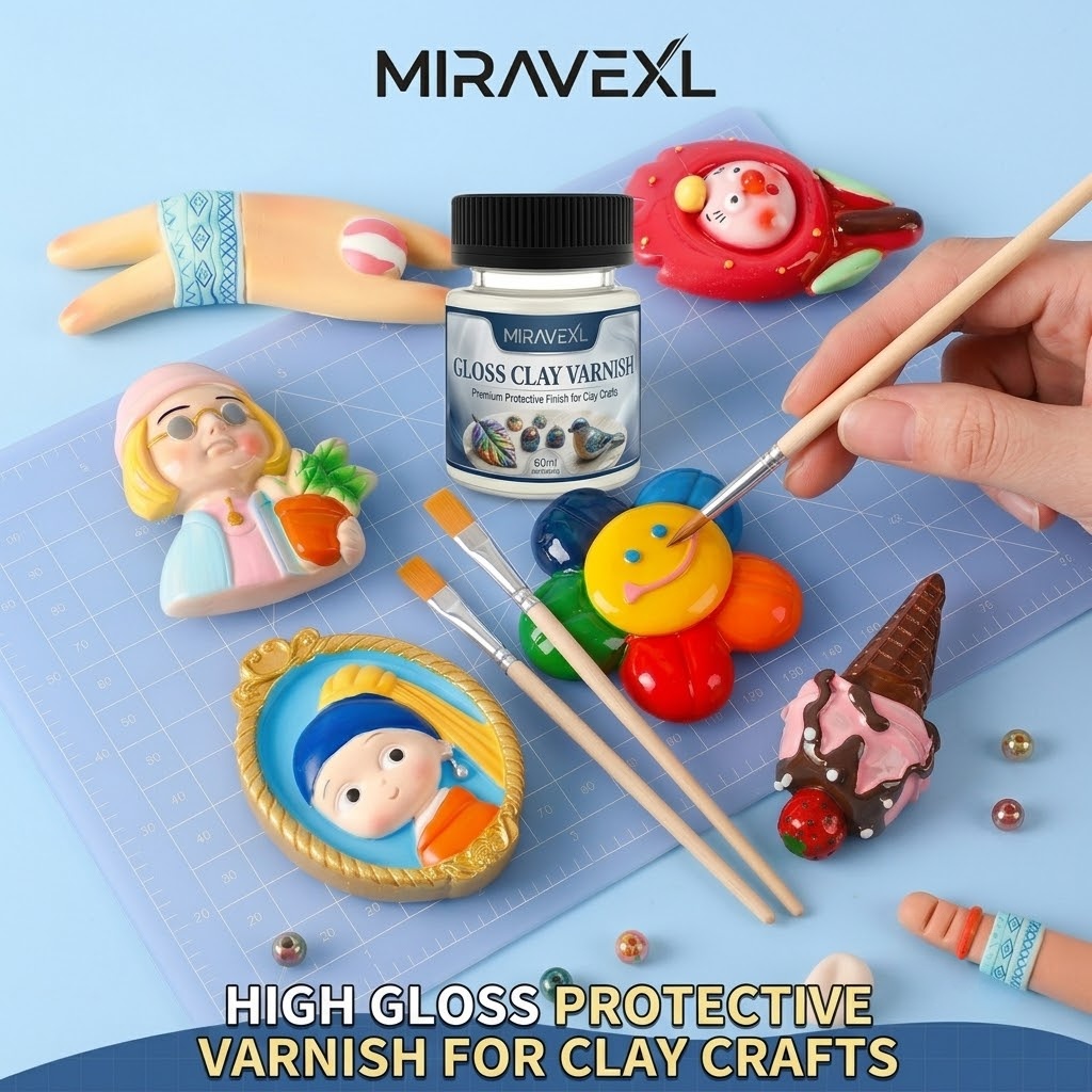 Air Dry Clay - Глянцевая глиняная глазурь с 2 кисточками,