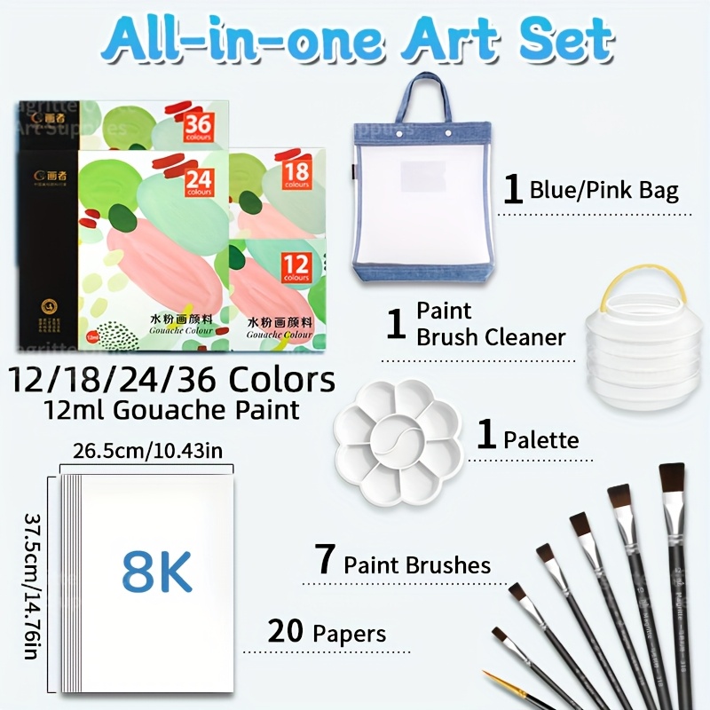 Назад в школу, 42/48/54/66 шт. – обзор и цена Gouache Paint Set